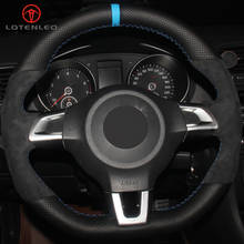 LQTENLEO Black Suede Leather Car Steering Wheel Cover for Volkswagen Golf 6 GTI MK6 VW Polo GTI Scirocco R Passat CC R-Line 2010 2024 - buy cheap