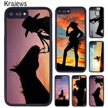 Krawides-funda de teléfono con silueta de caballo para iPhone, carcasa con diseño de chica vaquera, para iPhone X, XR, XS, 11, 12 Pro MAX, 5, 6, 6S, 7, 8 Plus, Samsung Galaxy S7, S8, S9, S10 2024 - compra barato