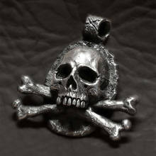 Vintage Fine Detail Gothic Black Stainless Steel Crossbones Skull Pendant Punk Cross Skeleton Biker Jewelry 2024 - buy cheap