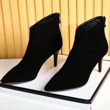 Botas de Mujer talla grande 9 10 11 12 botines de mujer botas de mujer Punta de cremallera trasera con tacón fino 2024 - compra barato