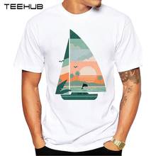 TEEHUB-conjunto abstracto de moda para hombre, camiseta de manga corta con diseño de vela, camisetas Hipster, nuevas 2024 - compra barato