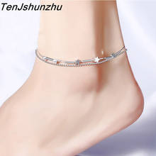 Fashion Silver Color Prevent Allergy Jewelry Star Round Beads & Star Anklet Bracelets for  Women Best Gifts 2024 - buy cheap