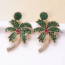 New Colorful Coconut Tree Crystals Earrings Party Shiny Rhinestone Stud Earrings Metal Ear Rings Jewelry Accessories For Women 2024 - buy cheap