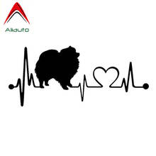 Aliauto Personality Car Stickers Pomeranian Heartbeat Dog Reflective Vinyl Decal Automobile Styling Black/Silver,17cm*7cm 2024 - buy cheap