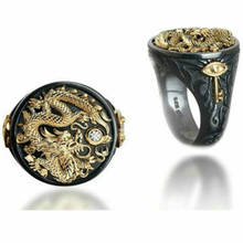 Milangirl 1Pc Vintage Dragon Rings Black Gun  Animal Male Ring Fashion Gothic Punk Ring Party Jewelry Chinese Style 2024 - купить недорого