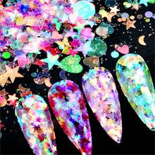 Wuf-conjunto de pós e glitter holográfico para unhas, 1 lantejoulas brilhantes para manicure, acessórios de beleza nas unhas 2024 - compre barato