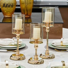 Castiçais de vidro cristal europeu moderno simples jantar decorativo candelabros ornamentos casamento decoração mesa centrais 2024 - compre barato