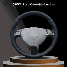 Black Genuine Leather Steering Wheel Cover for opel astra 2005 2006 vauxhall astra 2024 - buy cheap