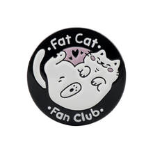 Broches de desenho gato branco gordo, cadeia com esmalte de gato para mulheres e homens, presente para crianças 2024 - compre barato