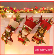 Novo papai noel/elk/boneco de neve natal meia saco de presente de doces das crianças árvore de natal pendurado decoração de ano novo natal 2024 - compre barato