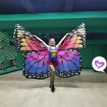 Alas de mariposa de arcoíris para mujer y niño, accesorios grandes de 360 grados para danza del vientre, escenario, actuación, Rave, Festival 2024 - compra barato