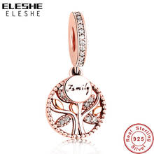 925 Sterling Silver Family Tree Charm Rose Gold Beads Charms Fit Original Bracelet Necklace Authentic Jewelry Making 2024 - buy cheap