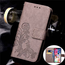 Чехол-кошелек для iPhone 11 Pro Max, кожаный чехол с цветком клевера для iPhone 11 Pro XS Max X XI 5 5S SE 6 6S 7 8 Plus XR 2024 - купить недорого