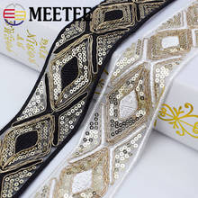 3M 48mm Ethnic Gold Thread Mesh Sequins Webbing Ribbon Tape Shoes Dress Decorative Embroidered Lace Trims DIY Sewing Accessories 2024 - buy cheap