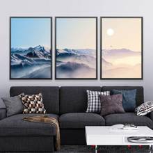 Nordic Mountain Horizon Wall Art Pictures Abstract Modern Canvas Painting Poster Golden Sun Picture Kids Room Living Room Decor 2024 - buy cheap