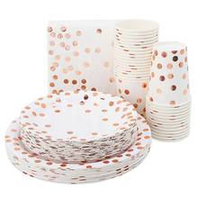 Juego de platos de papel desechables para fiesta de bebé, suministros de fiesta, decoraciones de cumpleaños, servilletas de papel, color oro rosa 2024 - compra barato