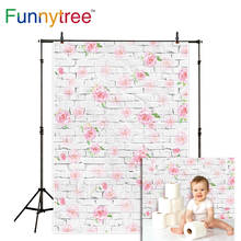 Funnytree-fondo fotográfico con diseño de flor, papel tapiz de ladrillo para fotografía de Baby shower, photocall de boda, photozone 2024 - compra barato