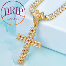 Cuban Cross Gold Color Zircon Pendan For Men Hip Hop Bling Necklace Jewelry 2024 - buy cheap