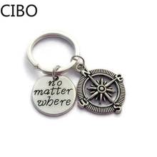 2019 New No matter where Keyring Unique Compass Metal KeyChain Gift Camping Equipments Hiking Accessory 2024 - buy cheap