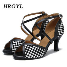 Hroyl's-sapatos de dança femininos, novos sapatos para dança, design exclusivo, saltos preto e branco da grade, 10/9/8.5 sandálias 2024 - compre barato