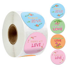 500 Pcs Colored Handmade with Love Sticker Seal Labels Cute Round Pink Green Stickers Roll for For Bakery Boxes Stationery Label 2024 - buy cheap