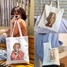 Canvas Harajuku Shopping Women Tote Bag Korean Cute Girl Student Teacher Shoulder Reusable Handbag Bags Travel Folding Fashion 2024 - buy cheap