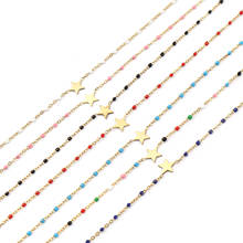 Tobillera de acero inoxidable para hombre y mujer, pulsera de tobillo con estrella, Color dorado, esmalte Multicolor, cadena de eslabones de 23cm, 1 unidad 2024 - compra barato