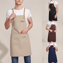 BBQ Canvas Apron Bib Chef Kitchen Apron for Women Men Barista Bartender Pockets home barber cook Coffee Restaurant 2024 - buy cheap