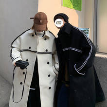 Men's Warm Casual Woolen Coat 2020 Winter New Korean Streetwear Long Woolen Coat Thicken Loose Fashion  Windbreaker Cloak Men 2024 - buy cheap