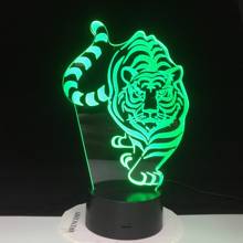 Luzes noturnas 3d led tigre animal, com 7 cores, luz para decoração de casa, lâmpada de mesa, visualização, ilusão óptica 2024 - compre barato