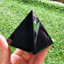Pirâmide de obsidiana de energia reiki natural, proteção de cristal decorativa para mesa em casa e escritório 2024 - compre barato