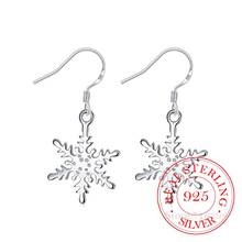 Korean 100% 925 Sterling Silver Romantic Snow Flower Vintage Long Drop Dangle Earrings For Women 2020 Engagement Wedding Jewelry 2024 - buy cheap