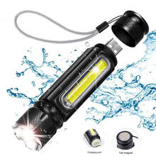 Built-in Battery LED Flashlight USB Rechargeable T6 COB Torch Zoom 5 Modes Flash Light Magnetic Attraction Waterproof Outdoor 2024 - buy cheap
