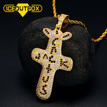 Iceoutbox-pingente geométrico de cruz, zircônia cúbica com micro faixas de strass, joias de hip hop, estilo rock e street, moda masculina 2024 - compre barato