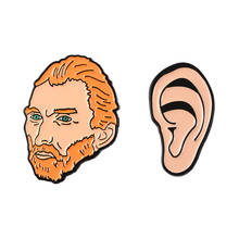 Van Gogh Ear Brooch Denim Backpack Shirt Bag Alloy Enamel Pins Broches for Men Women Badge Pins Brooches Jewelry Accessories 2024 - buy cheap