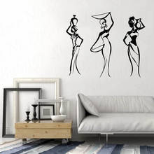 Decalque de parede de vinil feminino e africano, estilo étnico, quarto, adesivos de parede para casa, mural wl1627 2024 - compre barato