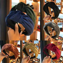 Elegant Solid Knot Women Hairbands girl's Velvet Headbands Ins Wide Lady's Headwear Hair Accessories 2024 - buy cheap