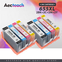 Aecteach novo compatível para hp 655 xl cartucho de tinta para hp655 xl deskjet 5525 6520 6525 6625 3525 4615 4625 impressora com chip 2024 - compre barato