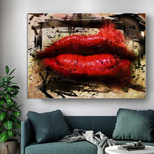 Modern Posters and Prints Canvas Painting Abstract Graffiti Sexy Women Red Lip Wall Pictures for Living Room Cuadros Home Decor 2024 - buy cheap