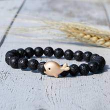Men's And Women's Fashion Hand-Knitted Bracelet Gold Color Alloy Small Whale Shape Decorative Bead Natural Stone Beaded Bracelet 2024 - buy cheap