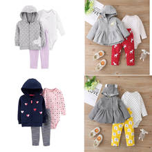 baby girl clothes winter long sleeve hooded coat+dot romper+pants 2021 newborn baby boy clothing unisex new born outfits zipper  2024 - buy cheap