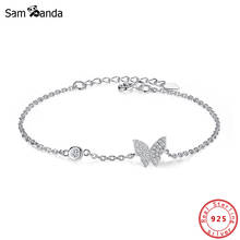 Authentic 925 Sterling Silver Bracelet Sparkling Crystal Butterfly Adjustable Bracelets & Bangles Gift For Women Fashion Jewelry 2024 - buy cheap