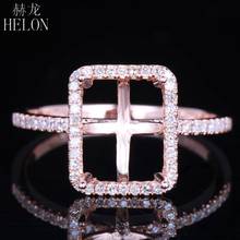 HELON 8.5x6.5mm Emerald Cut Solid 10k Rose Gold Natural Diamonds Semi Mount Engagement Wedding Ring Setting Women Fine Jewelry 2024 - buy cheap