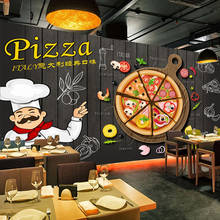 Custom Any Size Mural Wallpaper Vintage Black Wooden Board Pizza Wallpaper Restaurant Cafe Snack Bar Background Wall Painting 3D 2024 - buy cheap