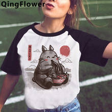 Totoro estúdio ghibli, camiseta feminina fofa de anime, harajuku, miyazaki hayao kawaii, camiseta gráfica 90s, camiseta top feminina 2024 - compre barato