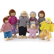 4/6/7 Person Set Doll Toy for Child Wooden Happiness Family Miniature Dressed Puppet Flexible Joints Doll Kids Toy Birthday Gift 2024 - buy cheap