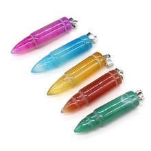 Natural Agates Stone Pendants Bullet Shape Exquisite Colorful Agates Stone Charms for Jewelry Making Necklace Bracelet Gift DIY 2024 - buy cheap