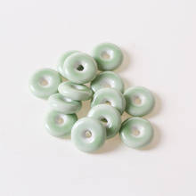 10pcs 21*7mm Flat Round Ceramic Bead Green Porcelain Loose Beads Handmade DIY Hole Beads For Jewelry Making 2024 - buy cheap