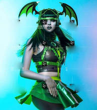 Future Technology Women Green bat costume  gogo nightclub ds dance team commercial theme party clothing 2024 - buy cheap