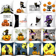 Halloween Pumpkin Black Cat Series Decorative Pillowcase Cushions for Sofa Polyester Pillowcover Decorative 2024 - buy cheap